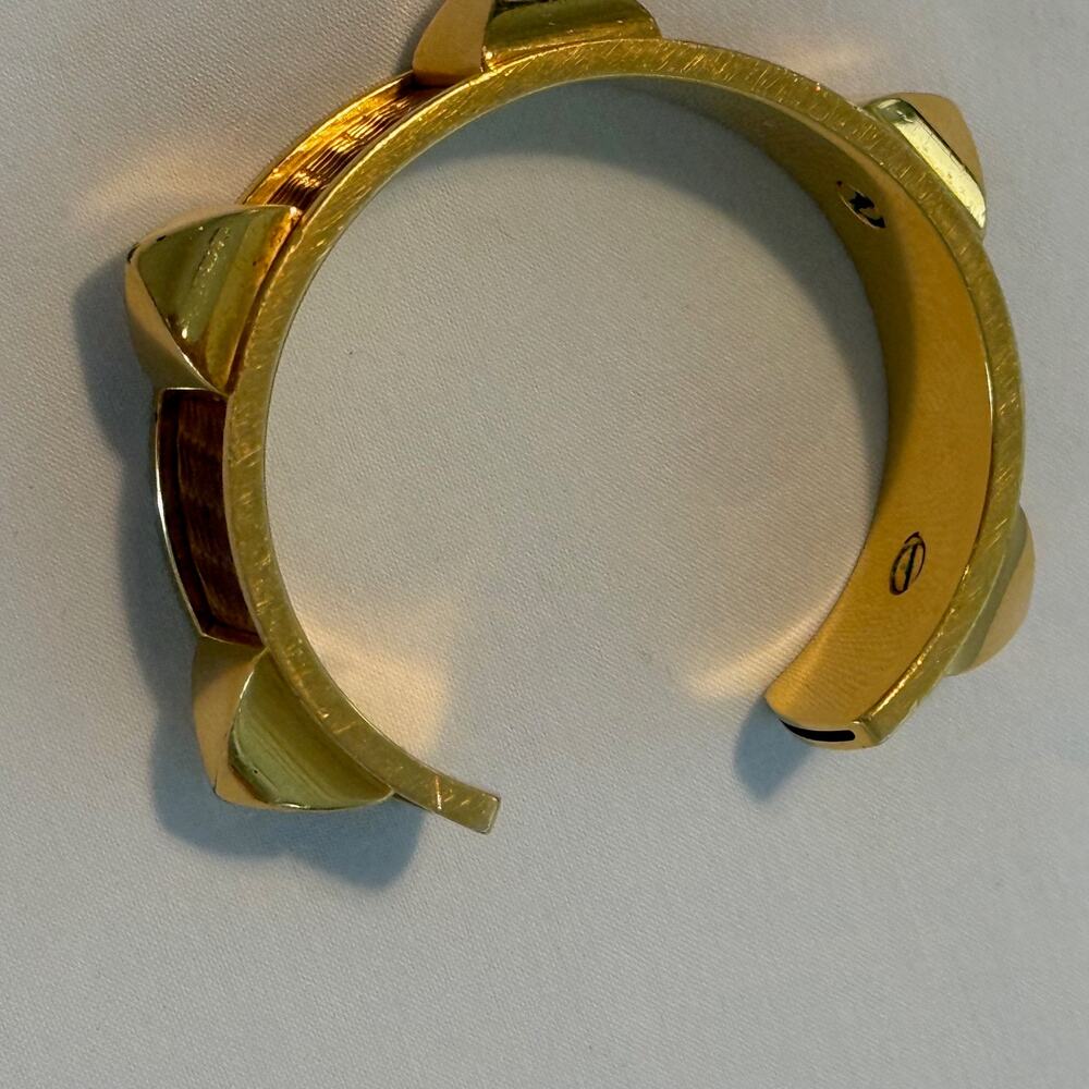 Hermès Gold Plated Médor Cuff/Bangle Bracelet-Brown Leather-Circa 1997